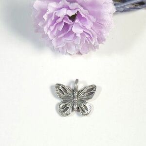 Vintage Handmade Sterling Silver Butterfly Pendant Charm Marked Sterling